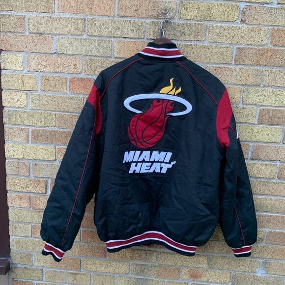 Vintage Reversible Miami Heat Bomber Jacket Large Giii By Carl Banks NBA - Picture 6 of 9